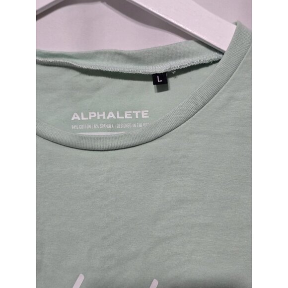 Alphalete Cropped Signature Logo Tee Green Size Large - Picture 4 of 5